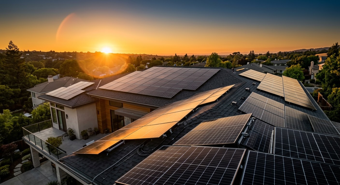 Premium solar panel installations on residential rooftop